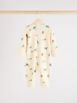 Online Next Teal Blue Baby Printed Zip Sleepsuits 3 Pack (0mths-3yrs)