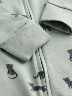 Online Next Teal Blue Baby Printed Zip Sleepsuits 3 Pack (0mths-3yrs)