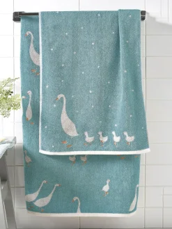 Hot Next Teal Blue Goose And Friends 100% Cotton Towel