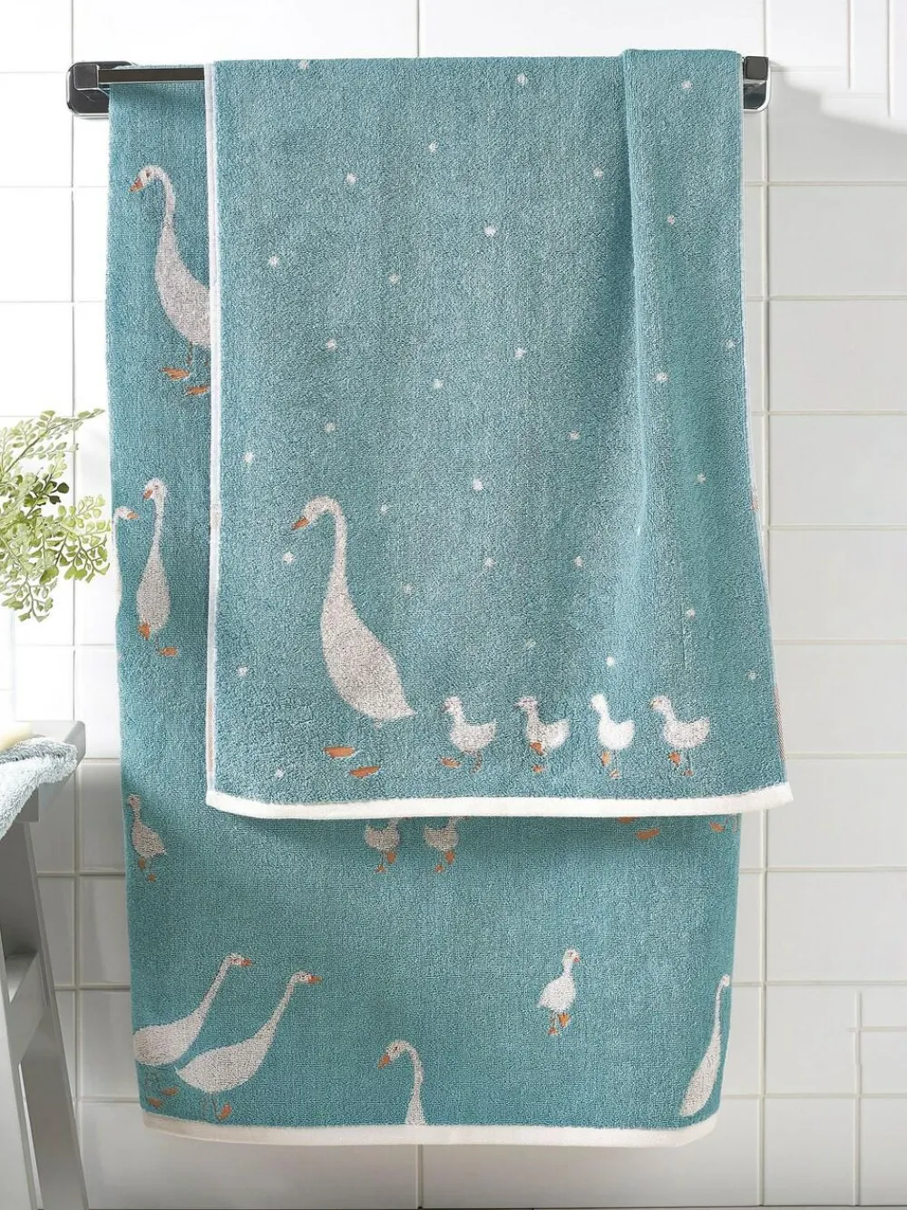Hot Next Teal Blue Goose And Friends 100% Cotton Towel