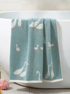 Hot Next Teal Blue Goose And Friends 100% Cotton Towel