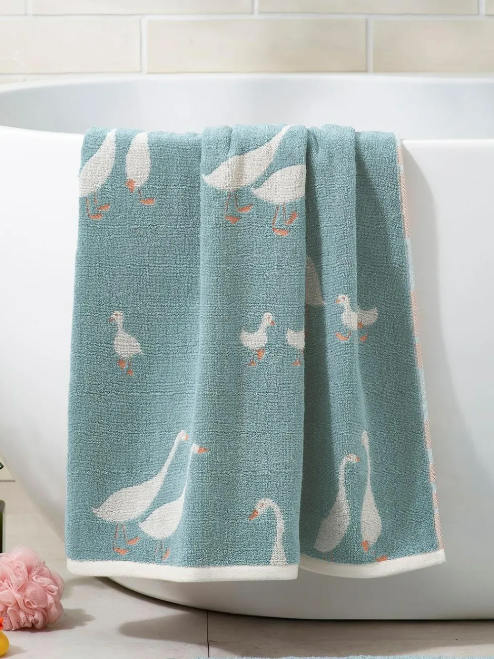 Hot Next Teal Blue Goose And Friends 100% Cotton Towel
