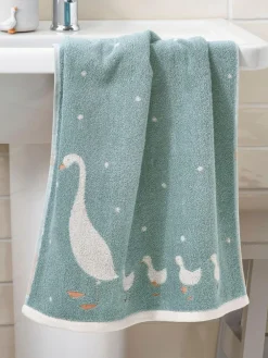 Hot Next Teal Blue Goose And Friends 100% Cotton Towel