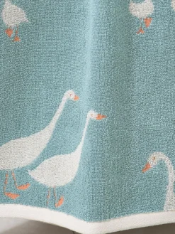 Hot Next Teal Blue Goose And Friends 100% Cotton Towel