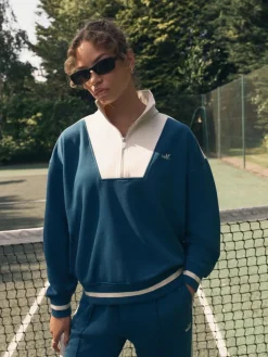 Best self. Half Zip Sweatshirt Teal Blue