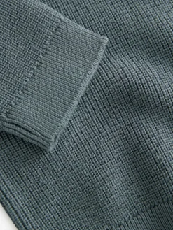 Online Next Long Sleeve Quarter Zip Knitted Polo Shirt (3mths-7yrs) Teal Blue