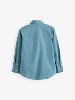 Next Teal Blue Long Sleeves Smart Trimmed Shirt (3-16yrs)^BOY Shirts|Occasionwear