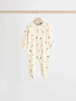 Next Teal Blue Patterned Baby Sleepsuits 5 Pack (0-2yrs)