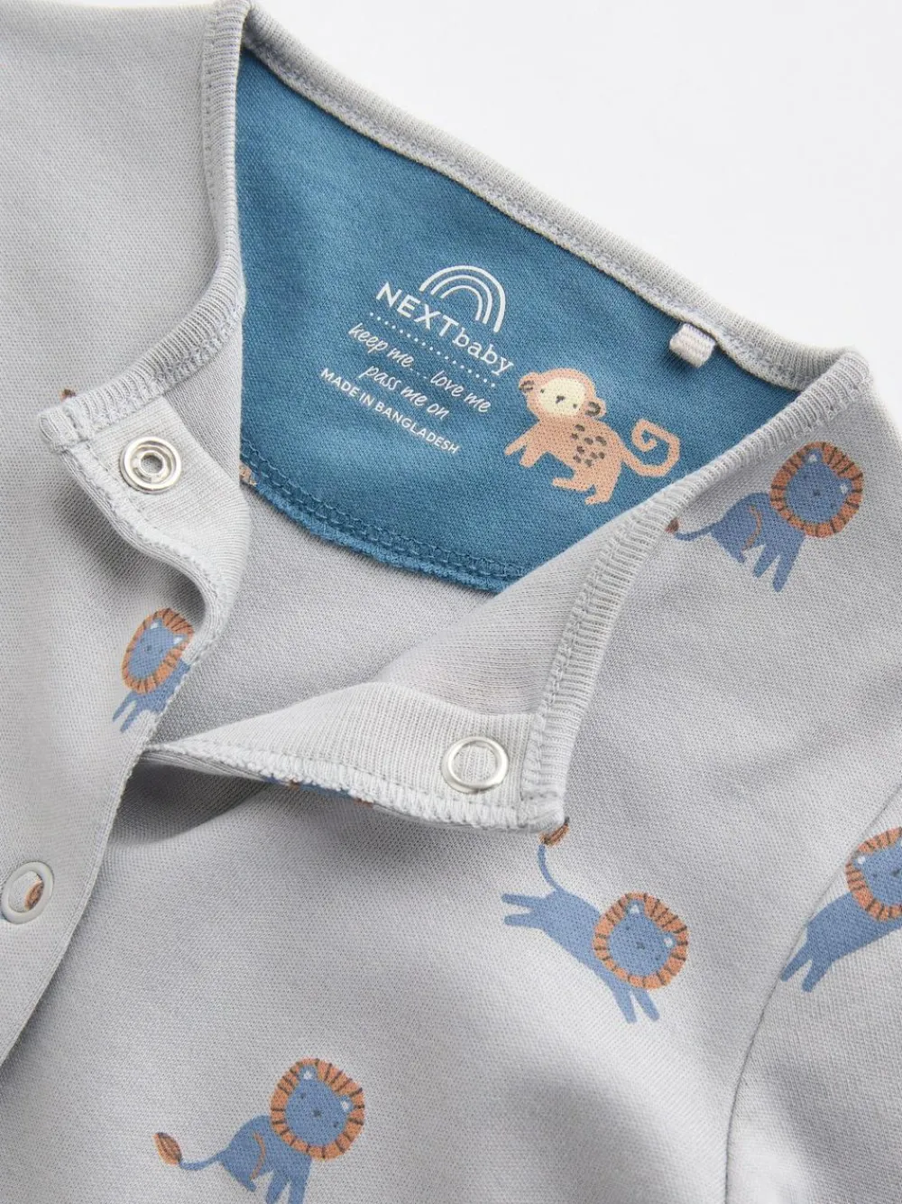 Next Teal Blue Patterned Baby Sleepsuits 5 Pack (0-2yrs)