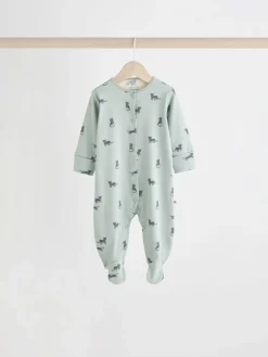 Next Teal Blue Patterned Baby Sleepsuits 5 Pack (0-2yrs)