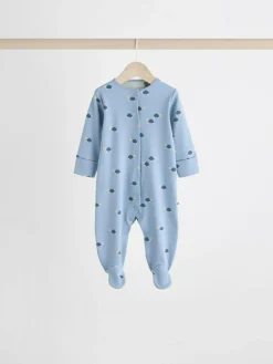Next Teal Blue Patterned Baby Sleepsuits 5 Pack (0-2yrs)