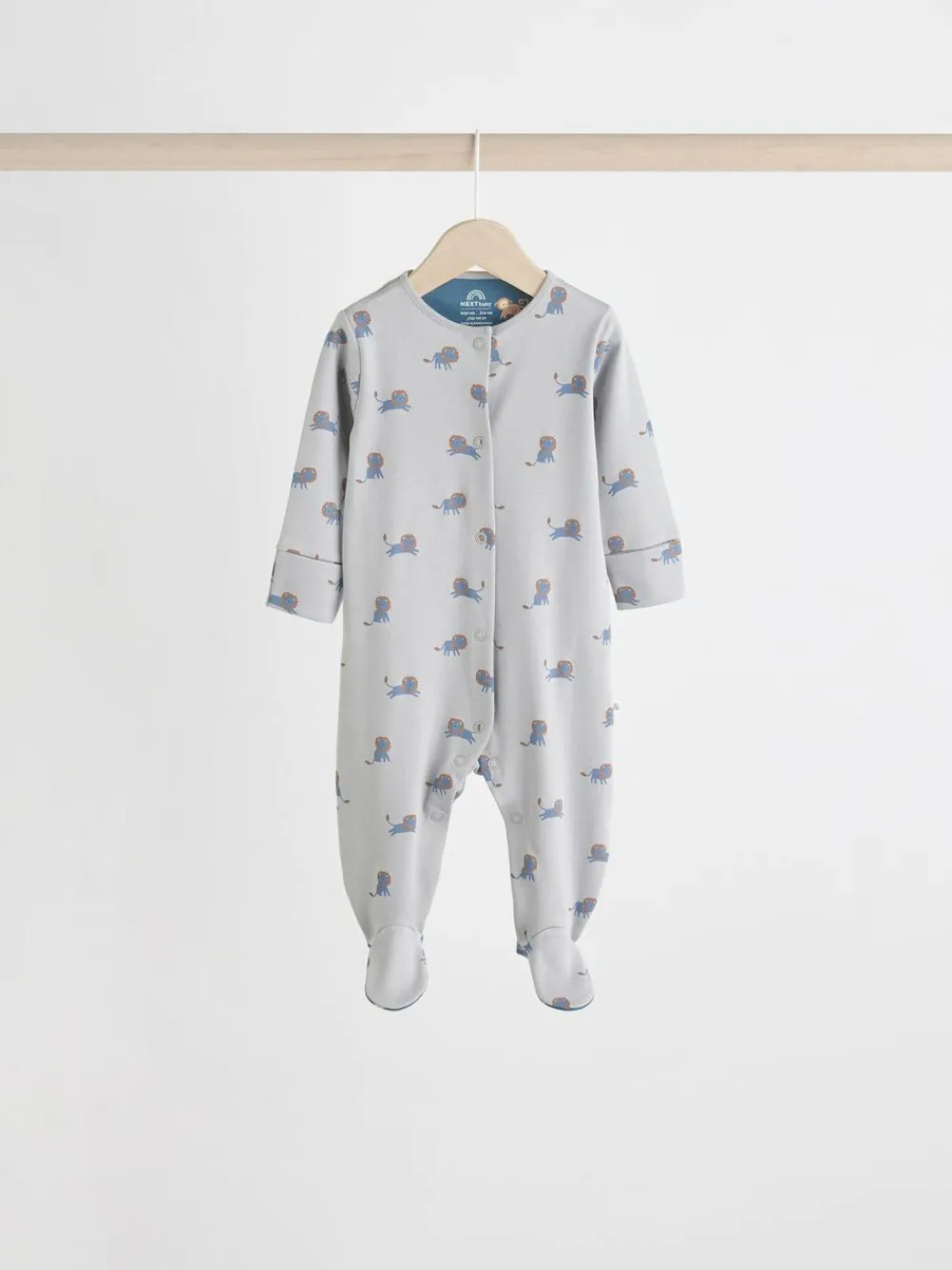 Next Teal Blue Patterned Baby Sleepsuits 5 Pack (0-2yrs)