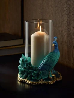 Next Teal Blue Peacock Candle Holder Hurricane^ Candle Holders & Lanterns