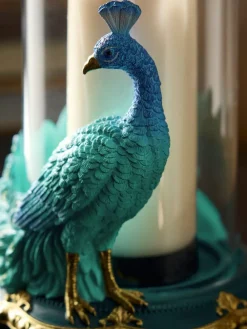 Next Teal Blue Peacock Candle Holder Hurricane^ Candle Holders & Lanterns