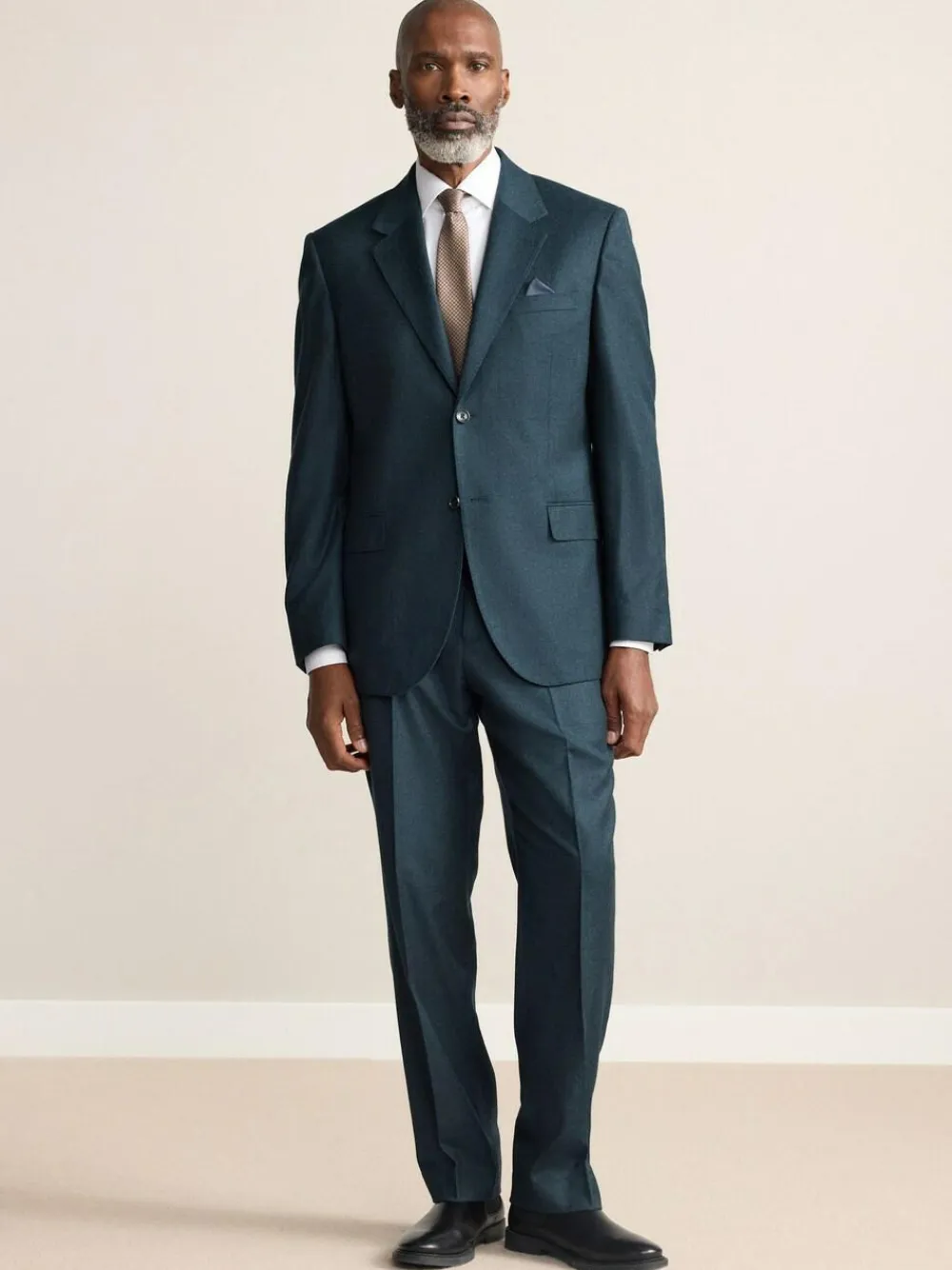 Best Next Teal Blue Regular Fit Signature Zignone Italian Wool Cashmere Blend Flannel Suit Trousers