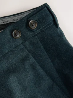 Best Next Teal Blue Regular Fit Signature Zignone Italian Wool Cashmere Blend Flannel Suit Trousers