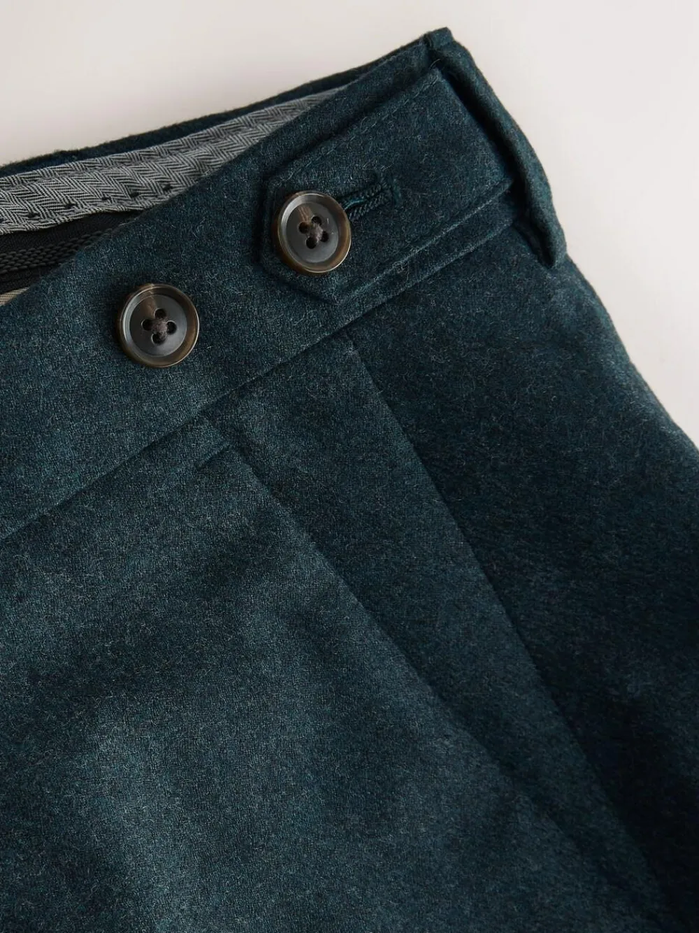 Best Next Teal Blue Regular Fit Signature Zignone Italian Wool Cashmere Blend Flannel Suit Trousers