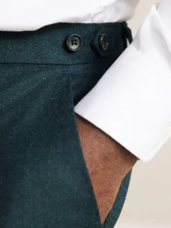 Best Next Teal Blue Regular Fit Signature Zignone Italian Wool Cashmere Blend Flannel Suit Trousers