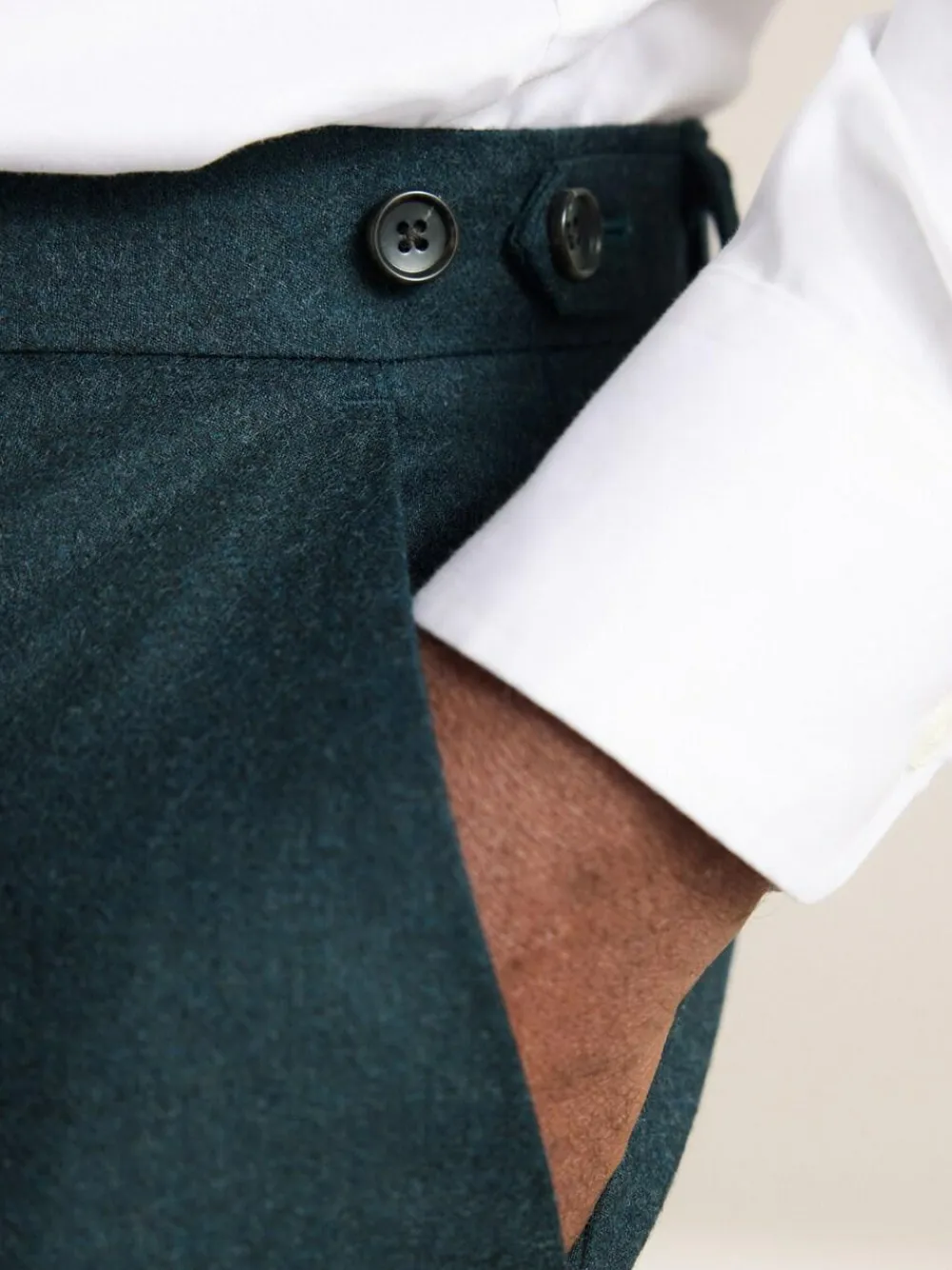 Best Next Teal Blue Regular Fit Signature Zignone Italian Wool Cashmere Blend Flannel Suit Trousers