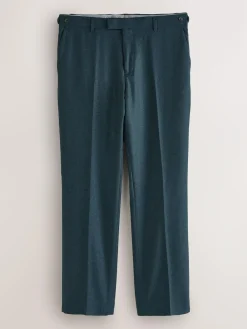 Best Next Teal Blue Regular Fit Signature Zignone Italian Wool Cashmere Blend Flannel Suit Trousers