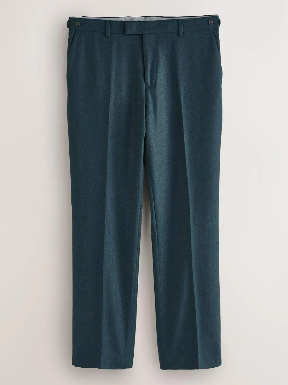 Best Next Teal Blue Regular Fit Signature Zignone Italian Wool Cashmere Blend Flannel Suit Trousers