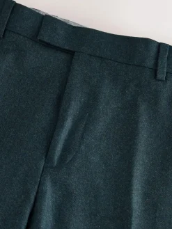 Best Next Teal Blue Regular Fit Signature Zignone Italian Wool Cashmere Blend Flannel Suit Trousers