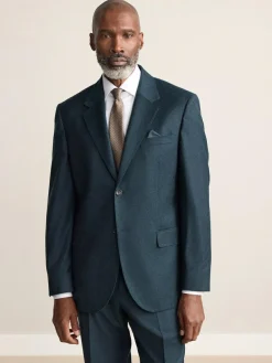 Next Teal Blue Regular Fit Signature Zignone Italian Wool Cashmere Blend Flannel Suit Jacket^ Blue Suits|Blazers & Formal Jackets