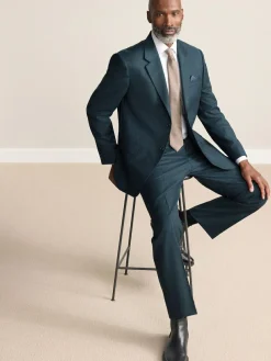 Next Teal Blue Regular Fit Signature Zignone Italian Wool Cashmere Blend Flannel Suit Jacket^ Blue Suits|Blazers & Formal Jackets