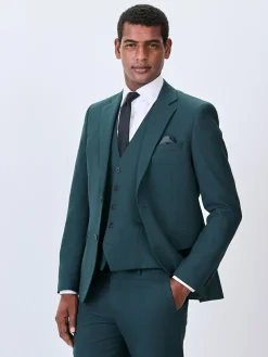 Best Next Teal Blue Slim Fit Textured Suit Jacket