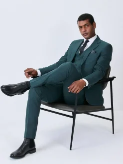 Best Next Teal Blue Slim Fit Textured Suit Jacket