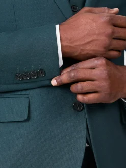 Best Next Teal Blue Slim Fit Textured Suit Jacket