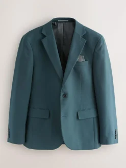 Best Next Teal Blue Slim Fit Textured Suit Jacket