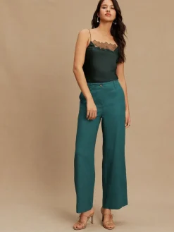 Sale Next Smart Front Linen Blend Wide Leg Trousers Teal Blue