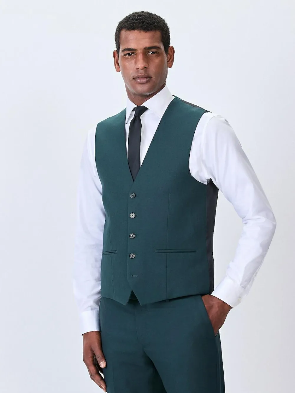 Clearance Next Teal Blue Textured Suit Waistcoat