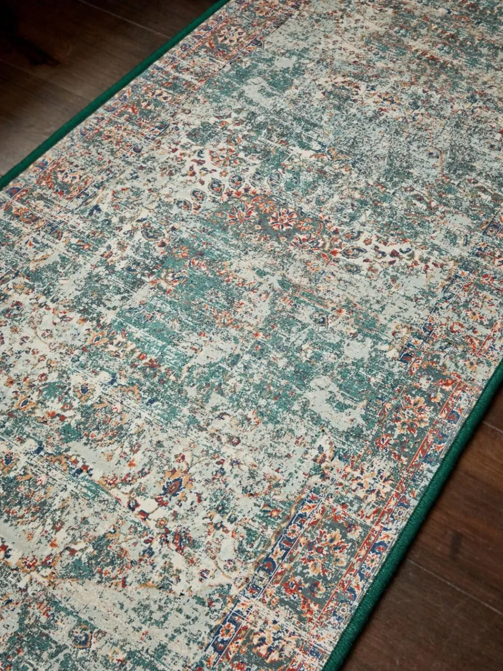 Outlet Next Washable Emporium Oriental Runner Teal Blue