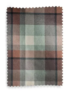 Next Teal Blue/Orange Brushed Check Eyelet Lined Curtains