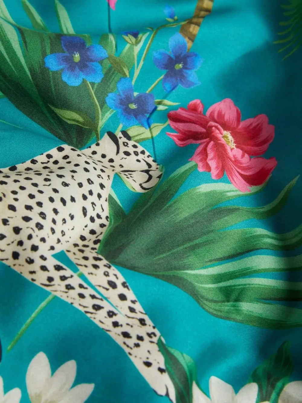 New Next Teal Green Reversible Safari 200 Thread Count 100% Cotton Sateen Duvet Cover and Pillowcase Set