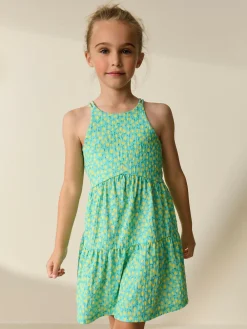 Next Teal Lemon Print Strappy Crinkle Summer Dress (3-16yrs)^ Dresses