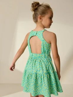 Next Teal Lemon Print Strappy Crinkle Summer Dress (3-16yrs)^ Dresses