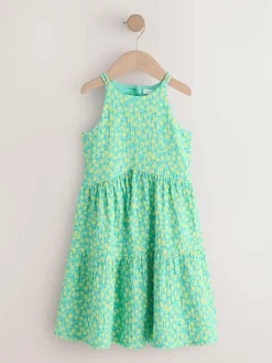 Next Teal Lemon Print Strappy Crinkle Summer Dress (3-16yrs)^ Dresses