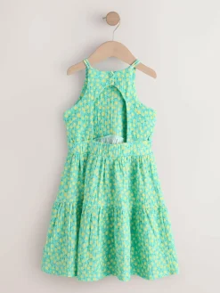 Next Teal Lemon Print Strappy Crinkle Summer Dress (3-16yrs)^ Dresses