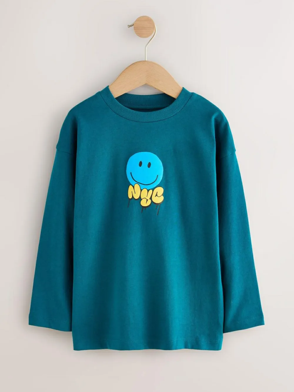 Next Teal/Blue/Grey Bright Graffiti Relaxed Fit Graphic Print Long Sleeve T-Shirts 3 Pack (3-16yrs)^BOY Tops|T-Shirts