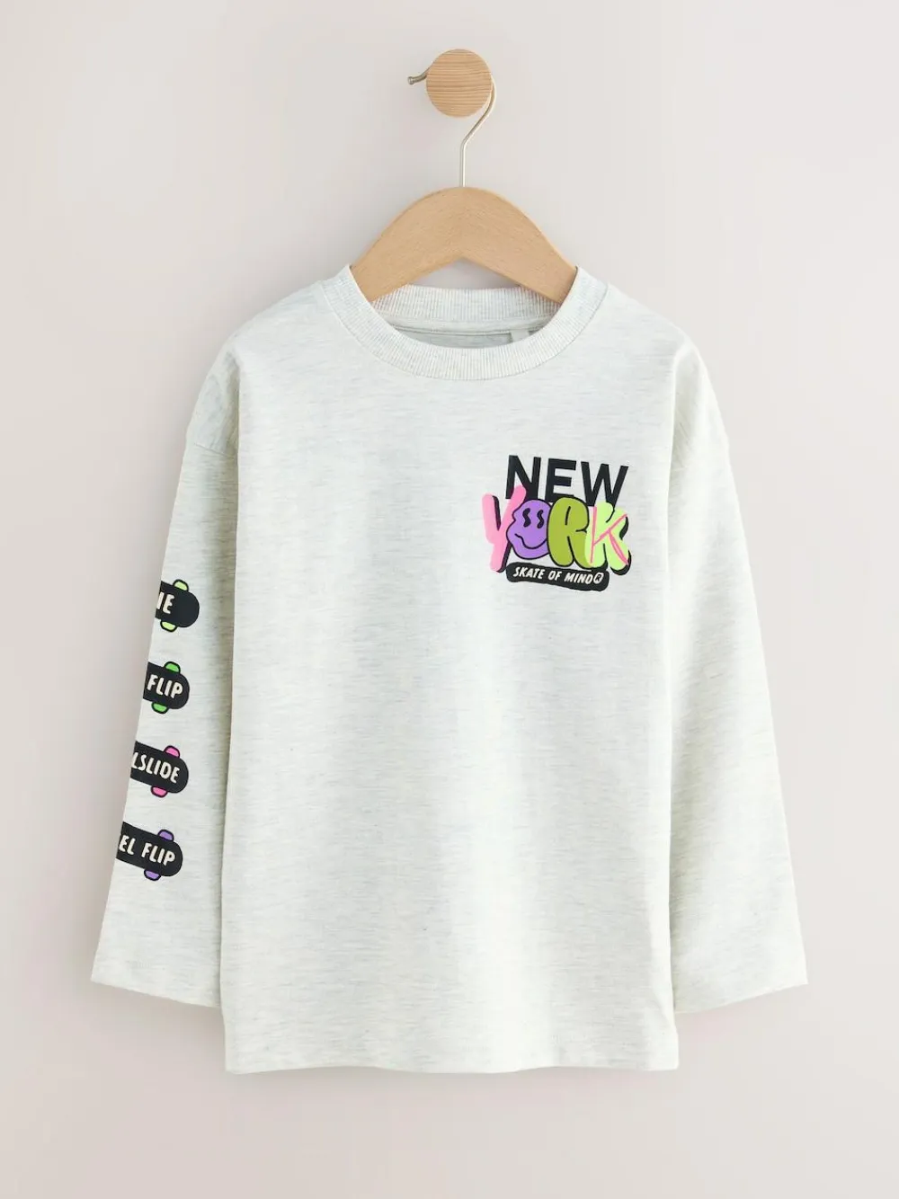Next Teal/Blue/Grey Bright Graffiti Relaxed Fit Graphic Print Long Sleeve T-Shirts 3 Pack (3-16yrs)^BOY Tops|T-Shirts