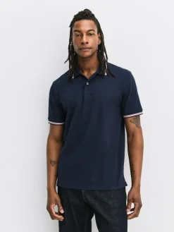 Hot Next Short Sleeve Tipped Pique Polo Shirts 3 Pack Teal/Navy/Grey