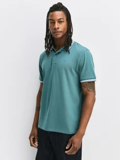 Hot Next Short Sleeve Tipped Pique Polo Shirts 3 Pack Teal/Navy/Grey