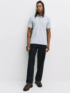 Hot Next Short Sleeve Tipped Pique Polo Shirts 3 Pack Teal/Navy/Grey