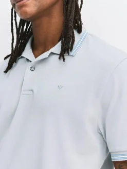 Hot Next Short Sleeve Tipped Pique Polo Shirts 3 Pack Teal/Navy/Grey