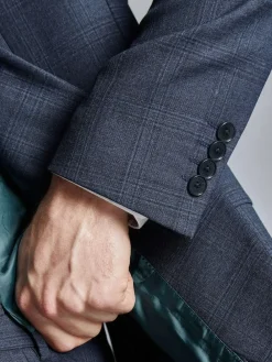 Discount Ted Baker Tailoring Blue Ara Textured Check Slim Fit Jacket