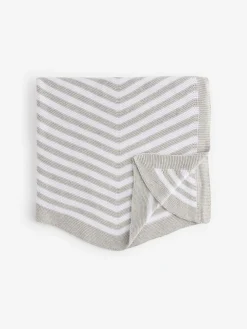 The Little Tailor Baby Chevron Design 100% Cotton Knitted Shawl^ Nursery Bedding|Blankets