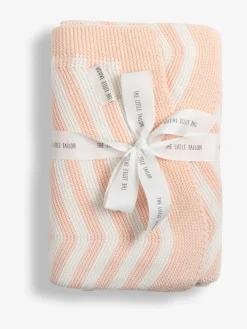 New The Little Tailor Baby Chevron Design 100% Cotton Knitted Shawl Pink